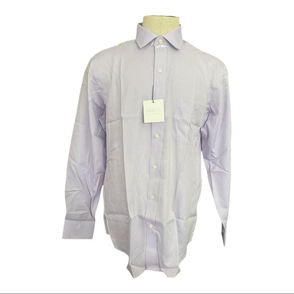 Buttoned Down Cotton Lavender Collared Shirt Size 34 16 - Picture 1 of 6